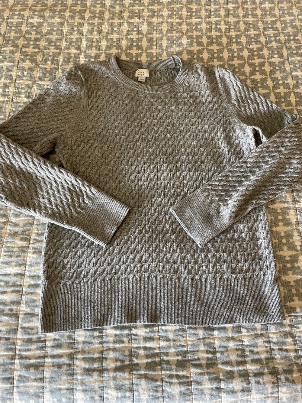 a new day Gray Cable-Knit Crewneck Sweater